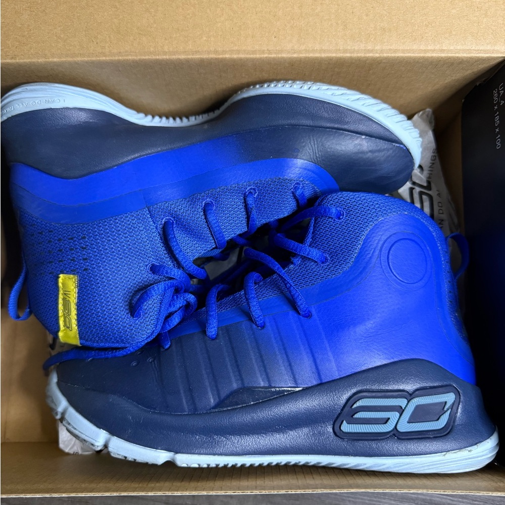 Under Armour PS Curry 4 Mid Blue Kids Basketball Shoes Size 13K